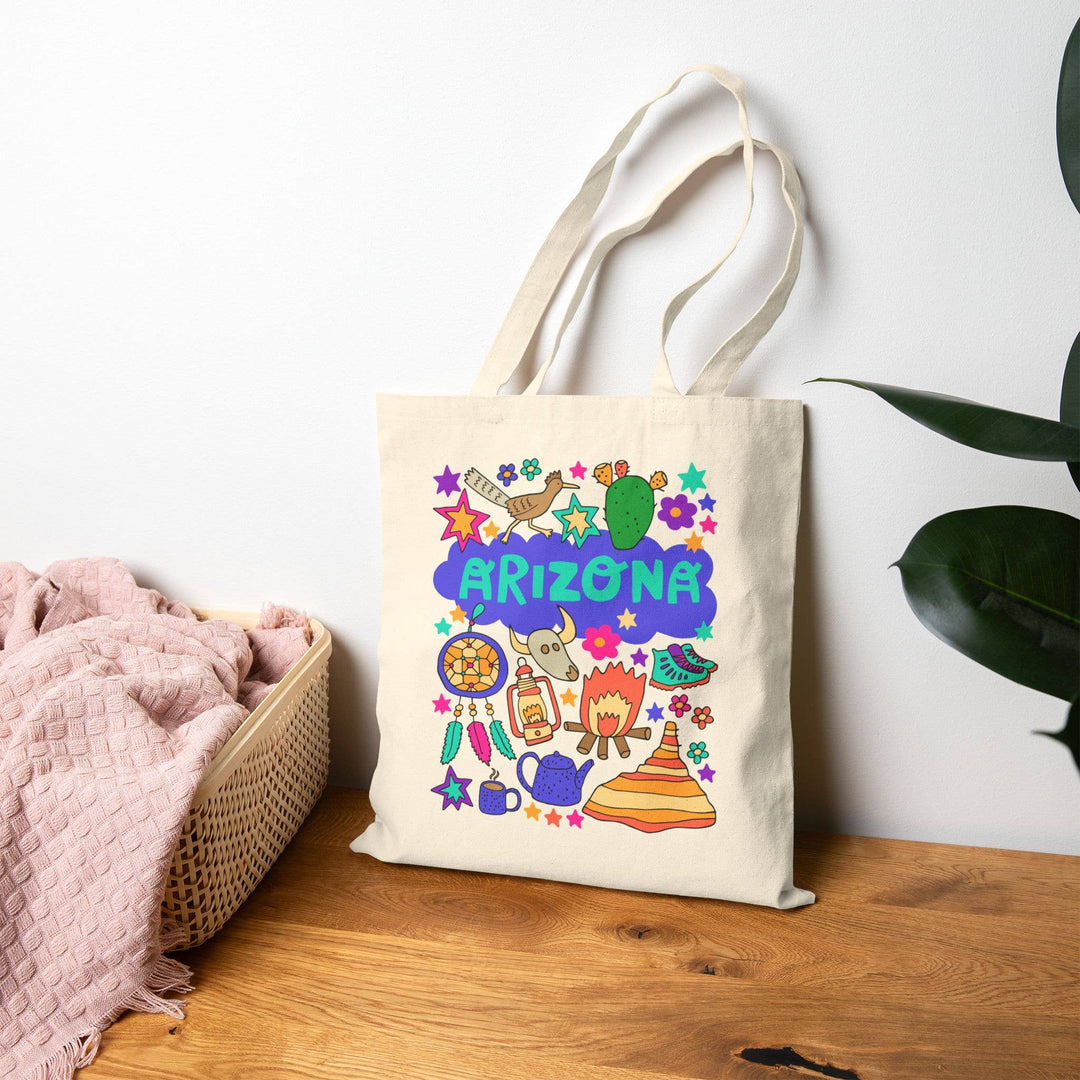 Arizona Tote Bag - Campfire, Roadrunner and Dreamcatcher