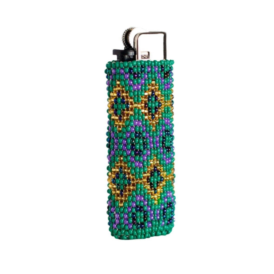 Diamond Crest - Beaded Lighter Case with Geometric Design