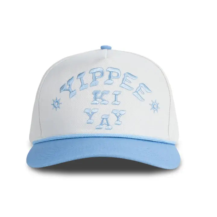 Yippee Ki Yay Hat: Cream/Light Blue