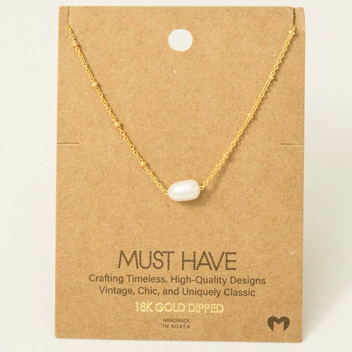 Gold Dipped Pearl Pendant Necklace: Gold