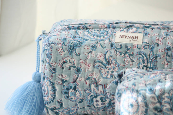 Dusty Blue Vines Cosmetic Bag