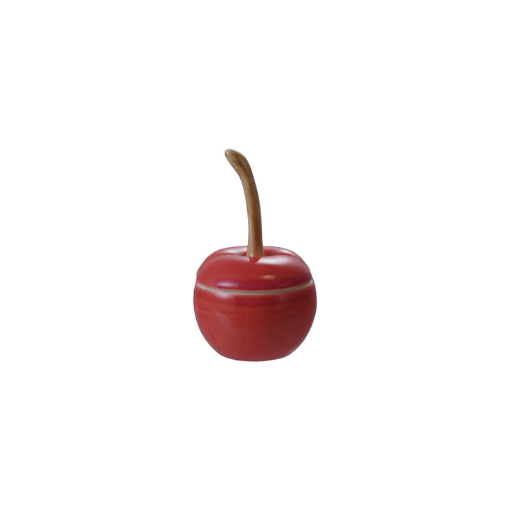Stoneware Cherry Shaped Jar with Lid (Each Will Vary)