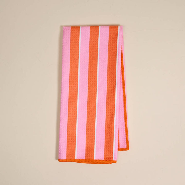 Waffle Tea Towel–Sicily Stripes Pink