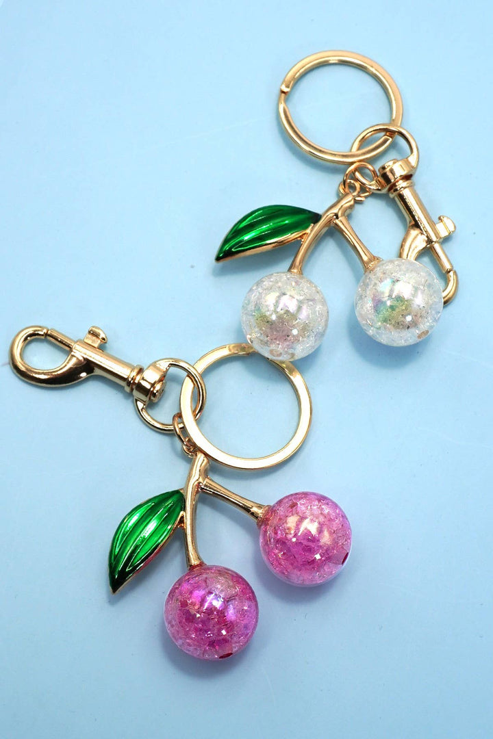Pearlie Cherry Drop with Leaf Bag Charm
