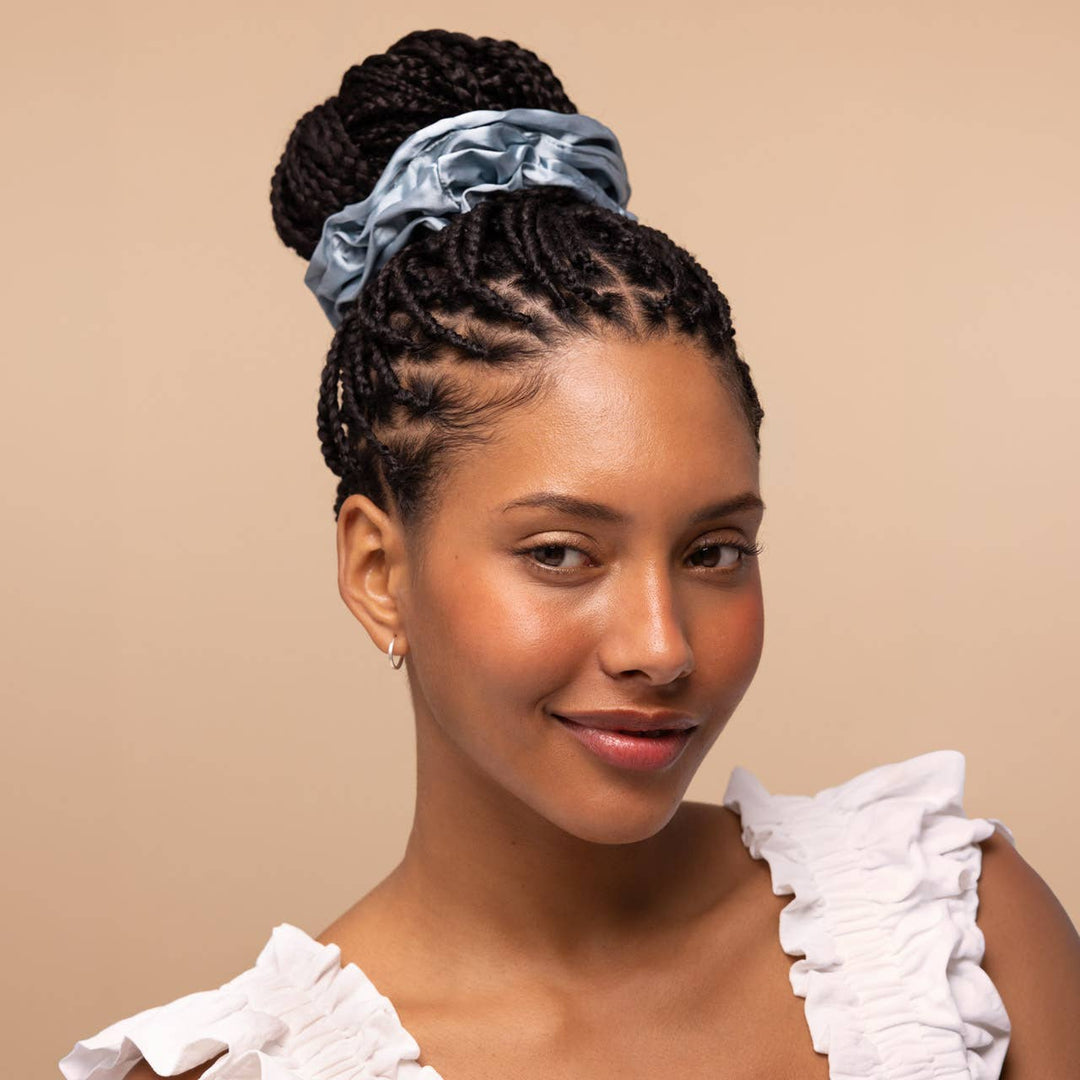 Satin Sleep Scrunchies 5pc Set - Haze Blue