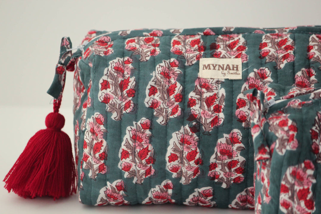 Large Emerald Motif Cosmetic Bag