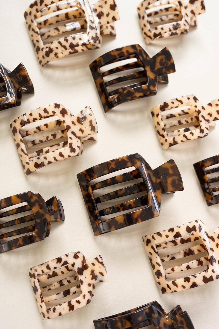 Large Square Flat Hair Clip-Blonde Tortoise