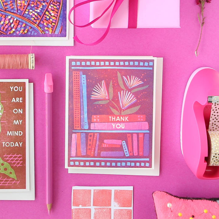Thank You Book Flowers Card