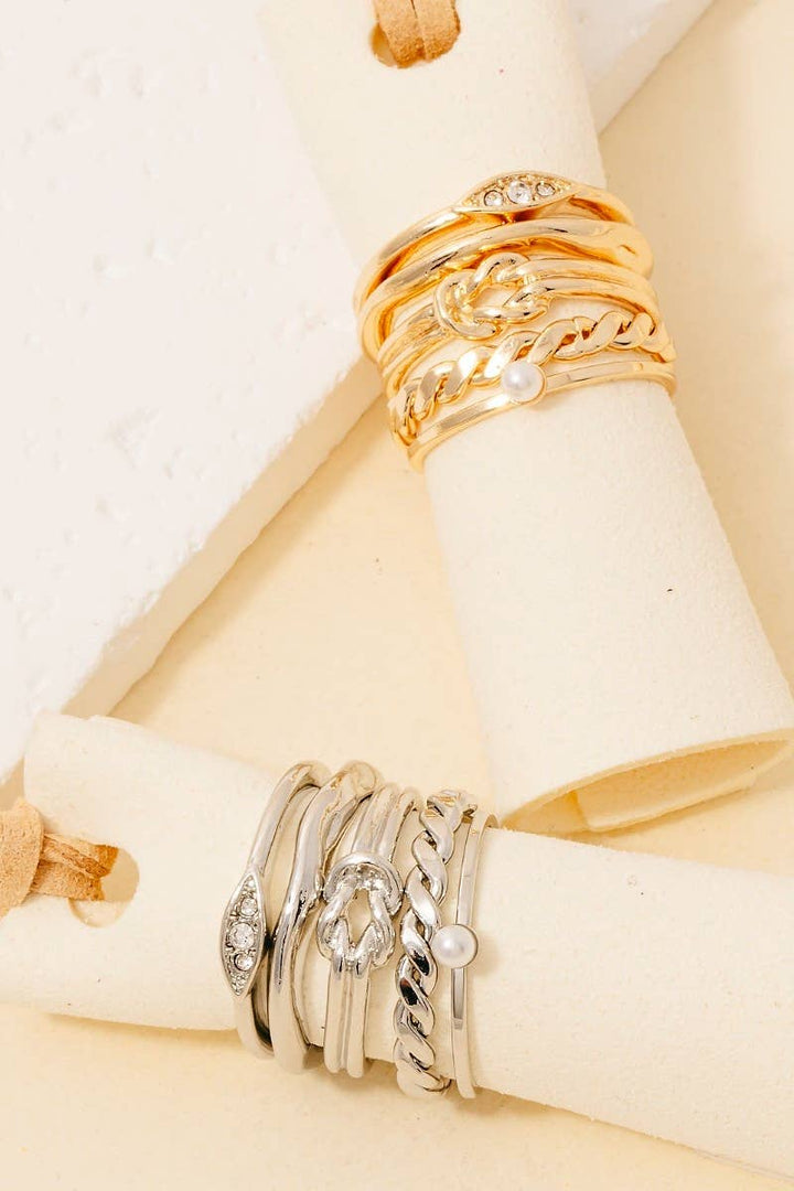 5Pc Mixed Dainty Band Rings Set: RHCRM