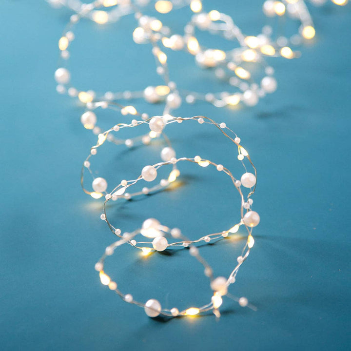White Bead String Lights | 10ft | Table Decoration |