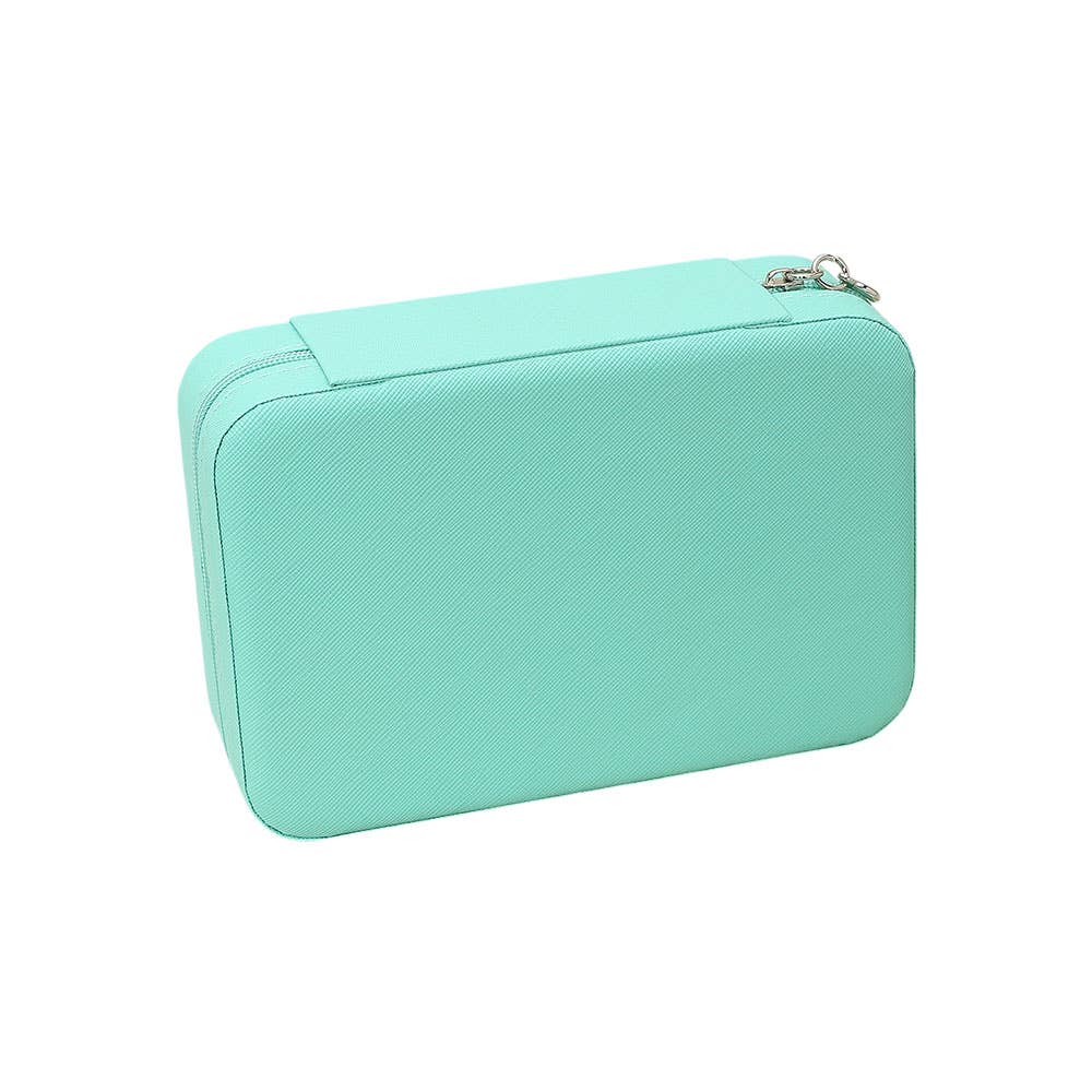 Faux Leather Portable Jewelry Box: Ivory
