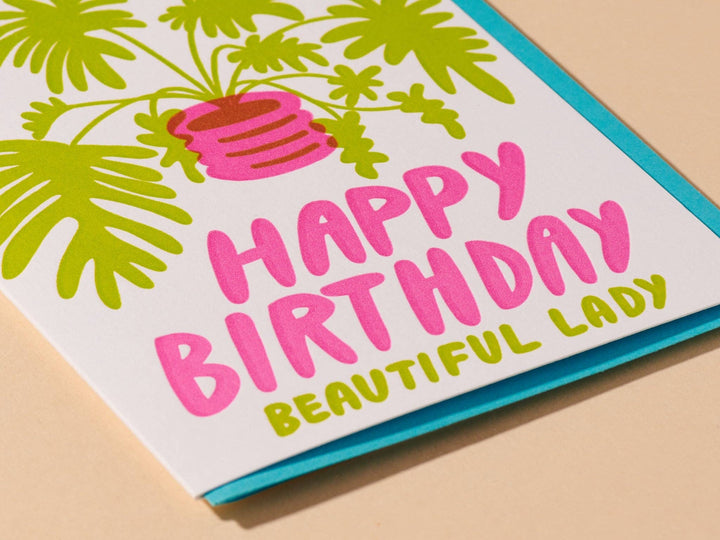 Plant Lady Letterpress Birthday Card - Babe, Girly Easter Spring
