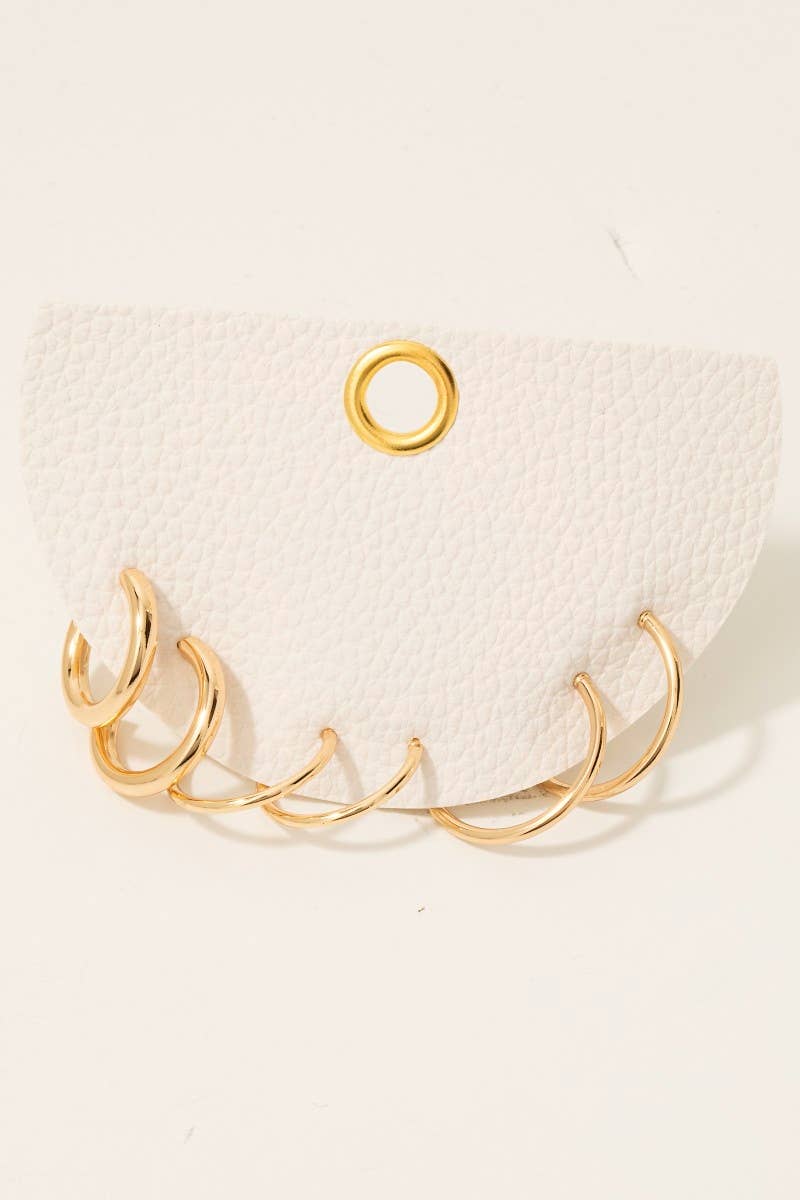 3 Piece Dainty Tube Hoop Earrings Set: Gold