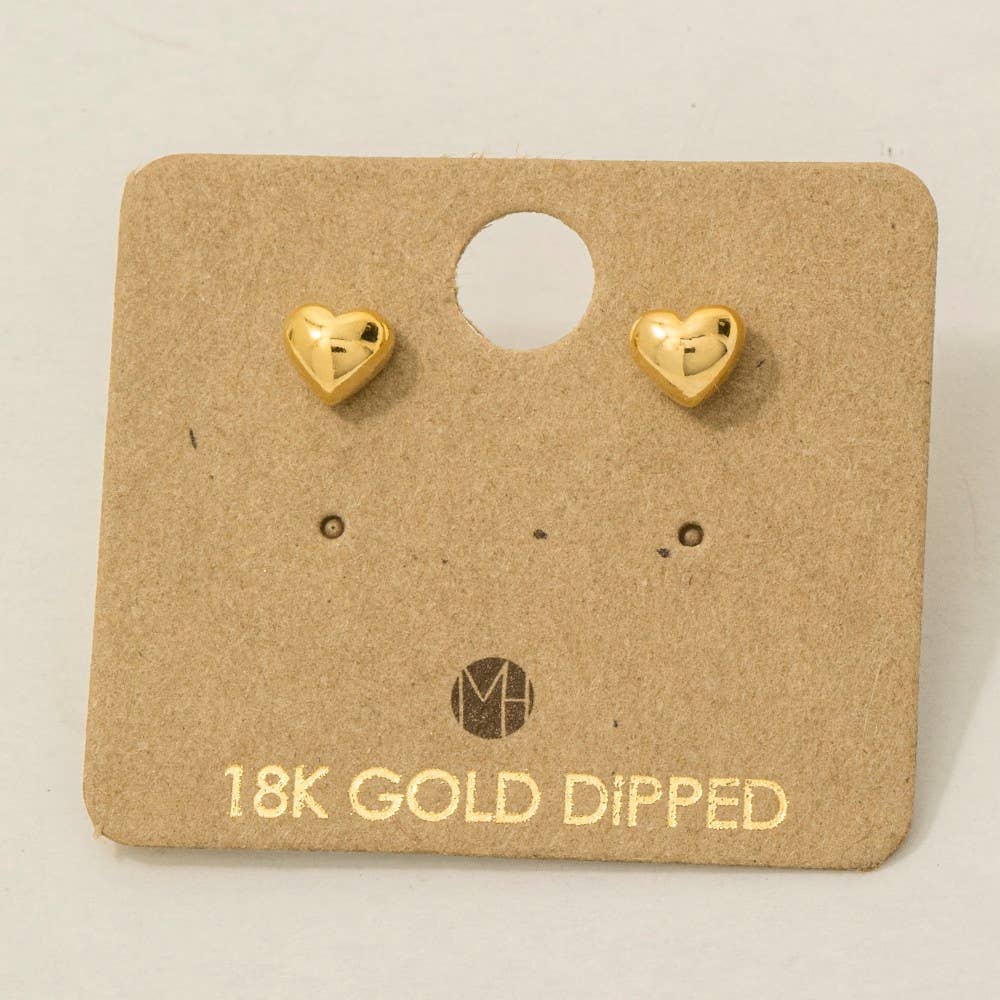Gold Dipped Mini Heart Stud Earrings: G