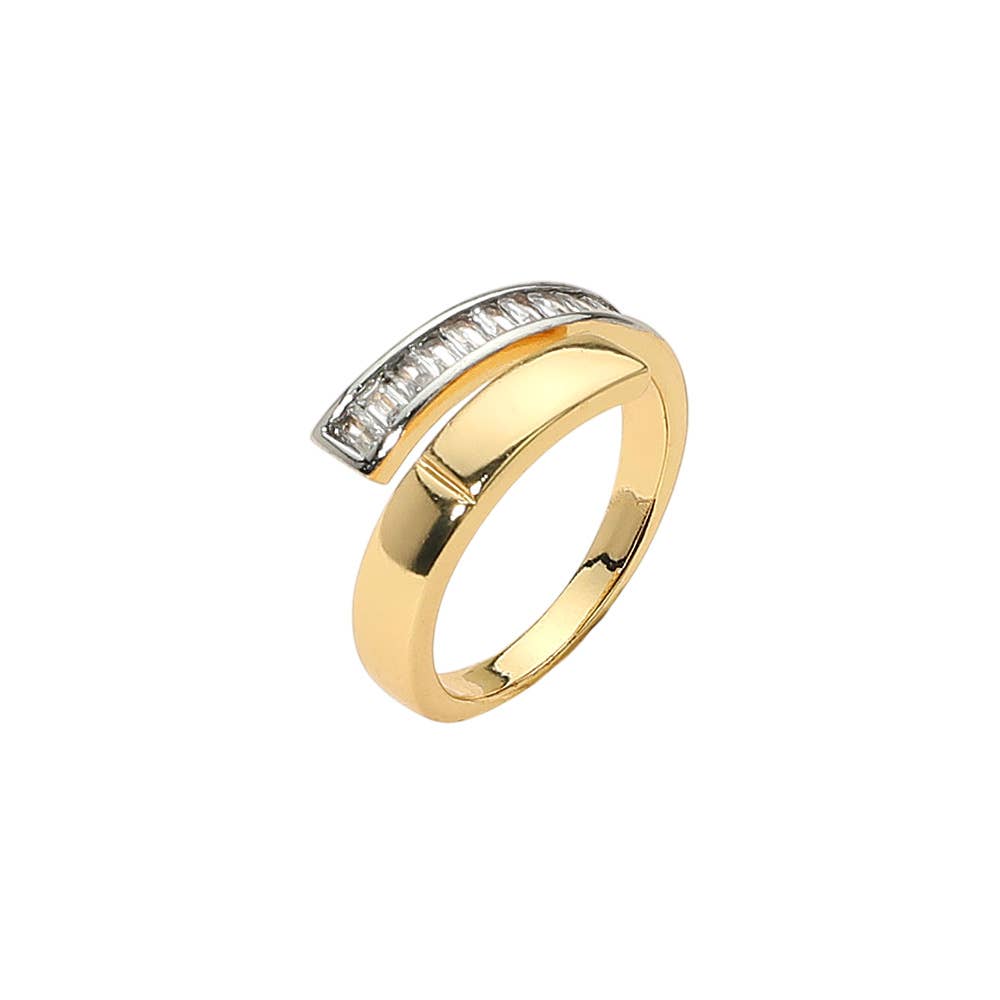 Baguette Stone Accent Curved Adjustable Ring