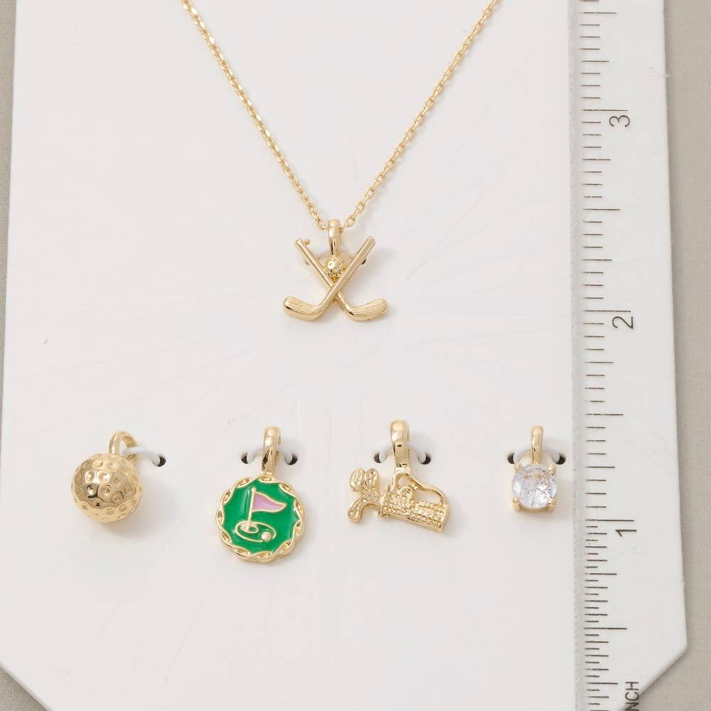 Assorted Five Piece Golf Charms Necklace: G