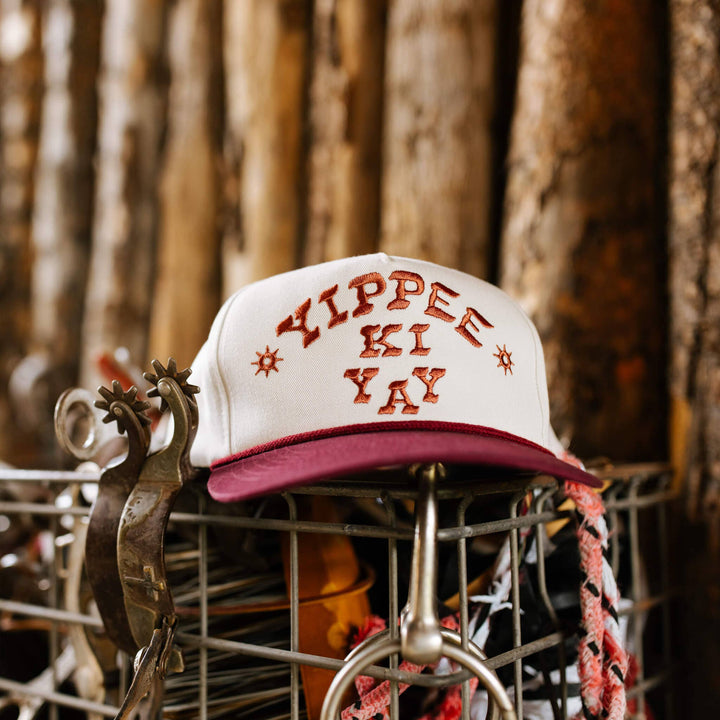 Yippee Ki Yay Hat: Cream/Light Blue