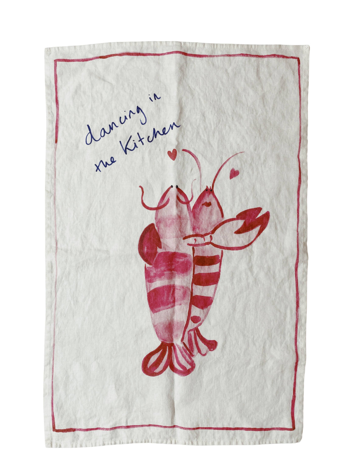 Kitchen Dancing - Lobster Print Linen Teatowel