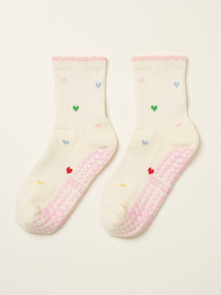 Mini Heart Petal Grip Sock
