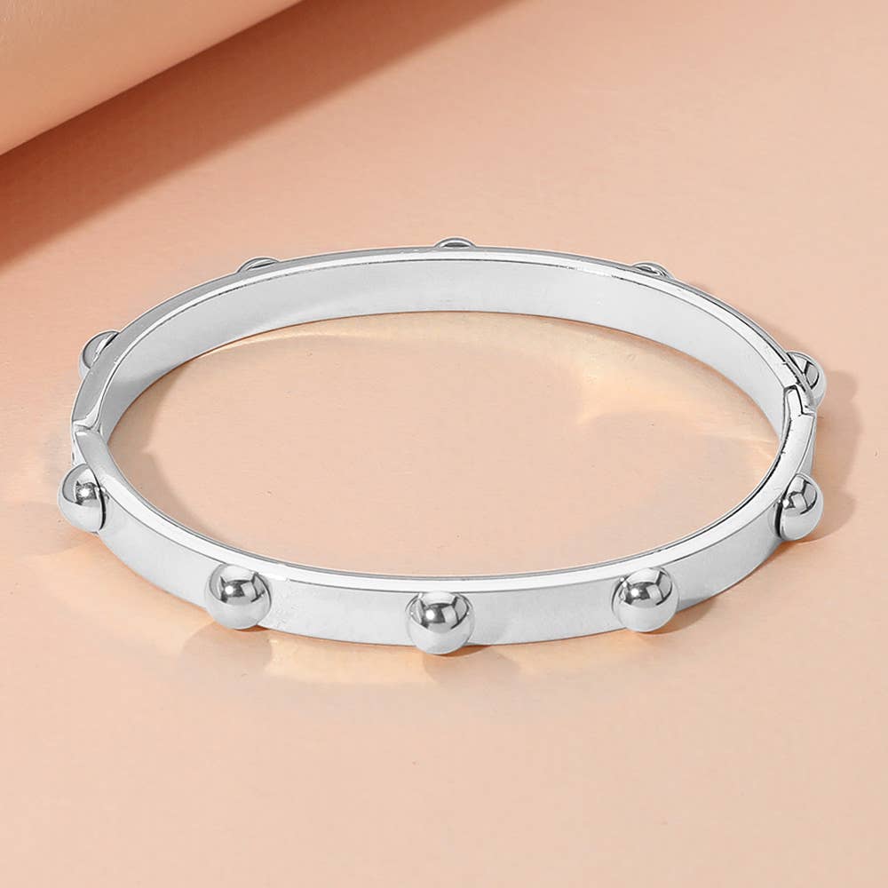 Bubble Hinged Bangle Bracelet: Yellow Gold