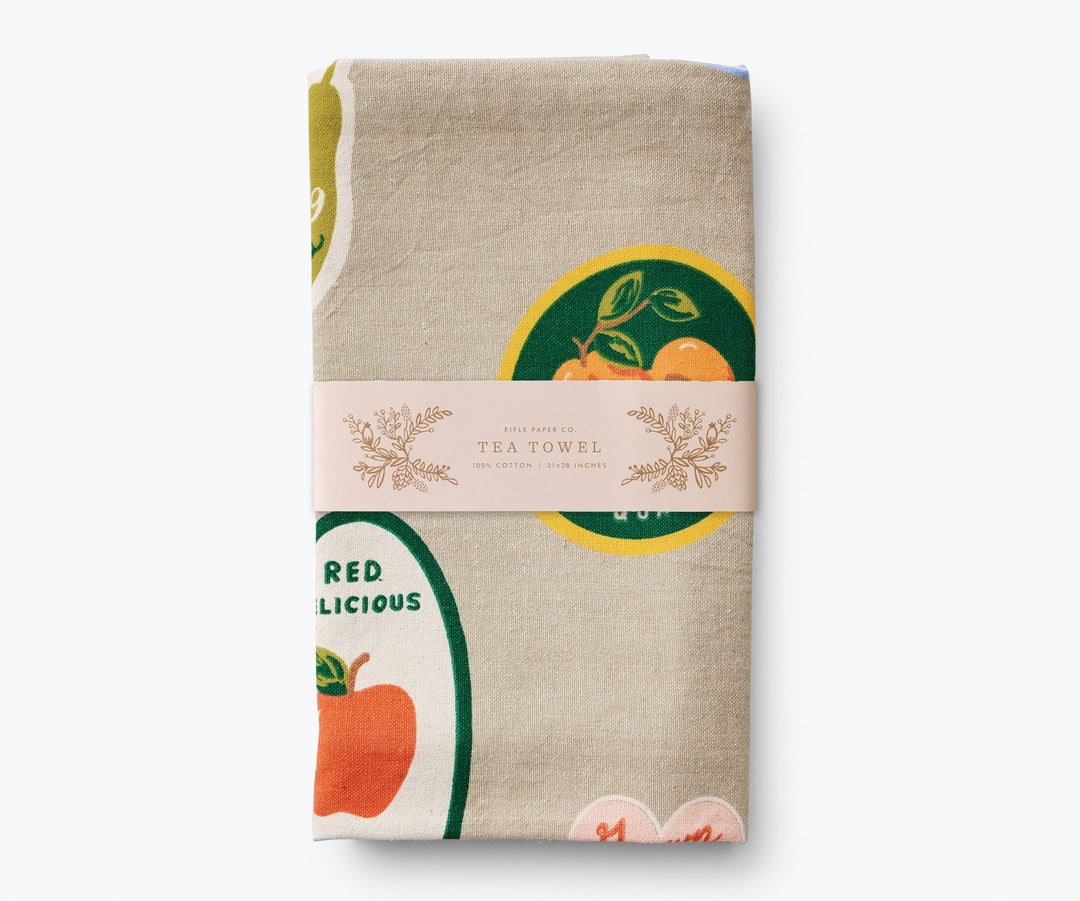 Fruit Stickers Tea Towel
