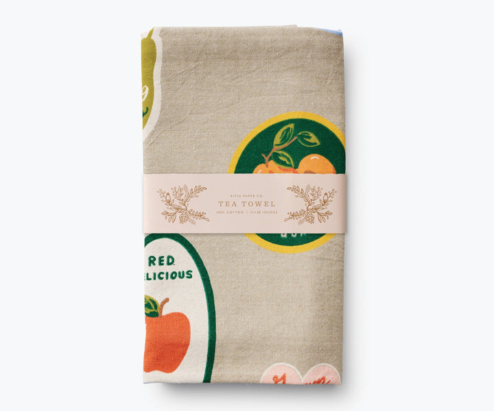 Fruit Stickers Tea Towel