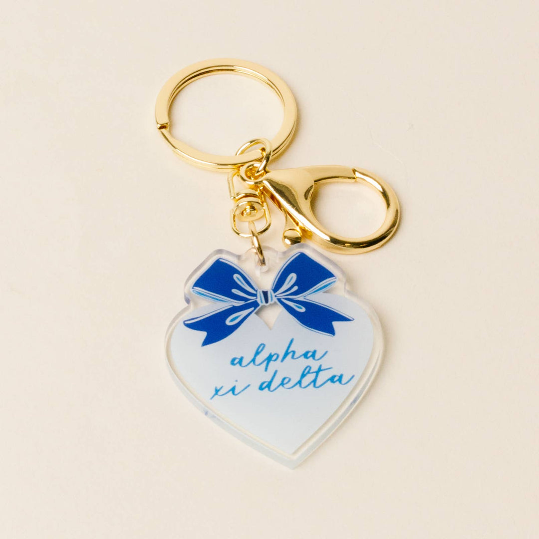 Sorority Sweetheart Bow Acrylic Keychain - 19 Chapters: Delta Delta Delta