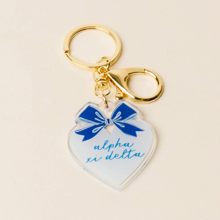 Sorority Sweetheart Bow Acrylic Keychain - 19 Chapters: Delta Delta Delta