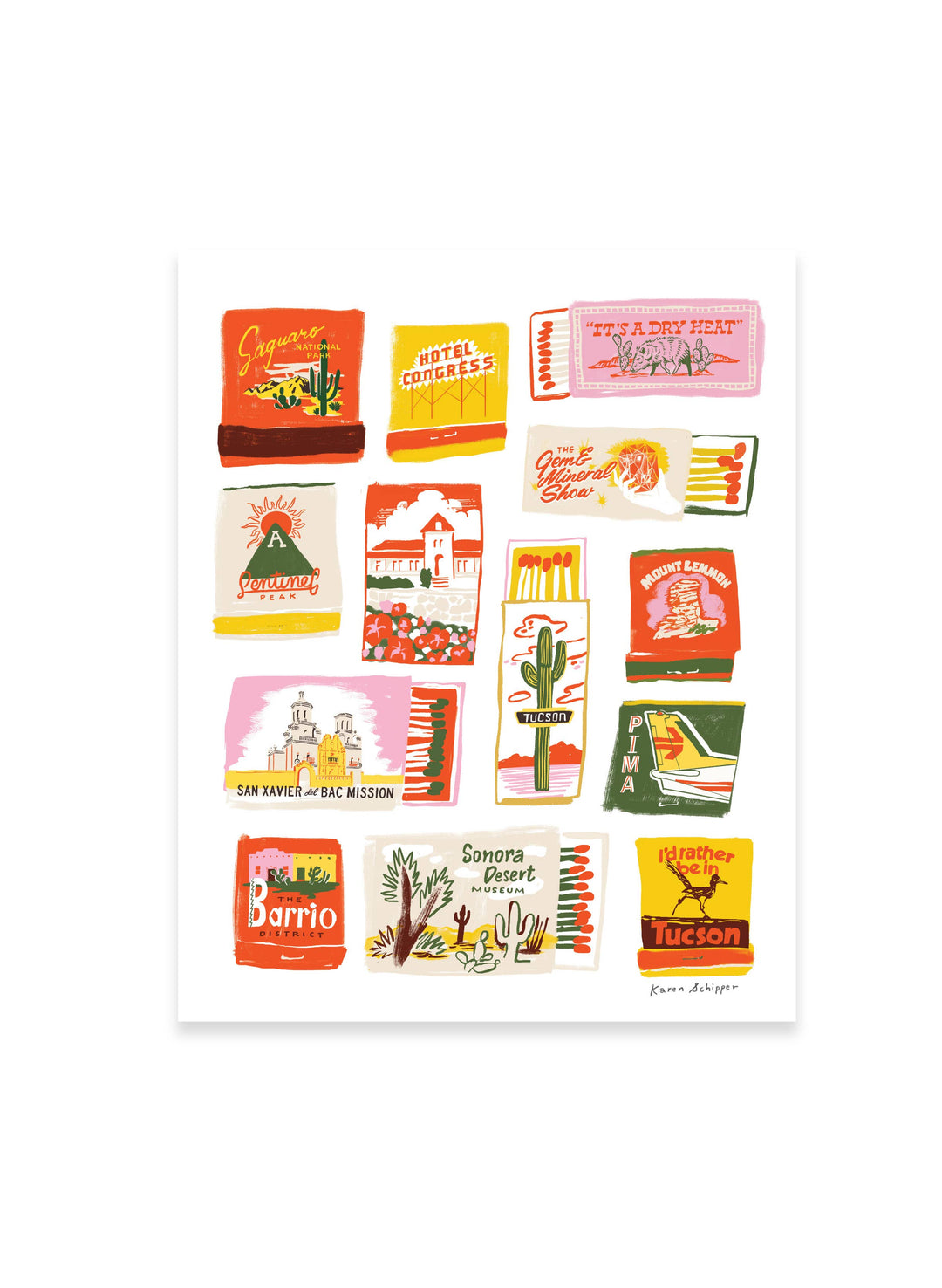 8x10 Tucson Matchbook Art Print