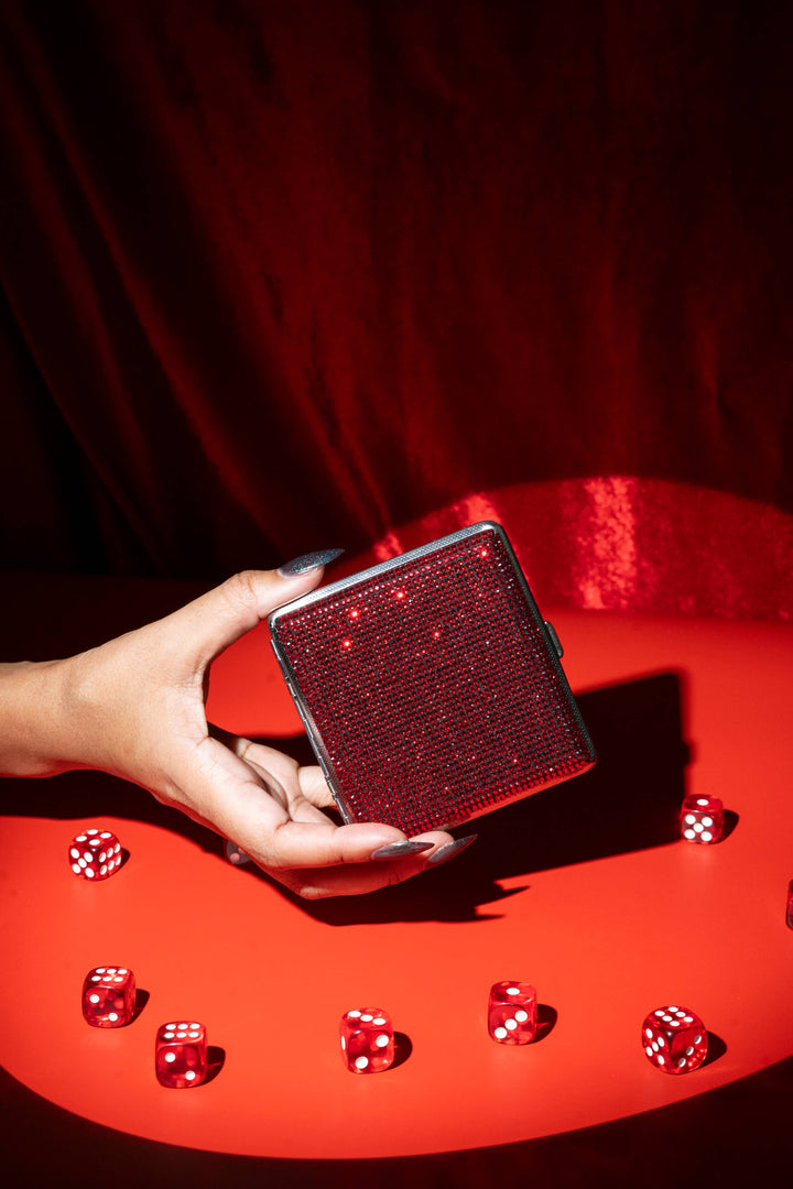 Rhinestone Cig Case- Red
