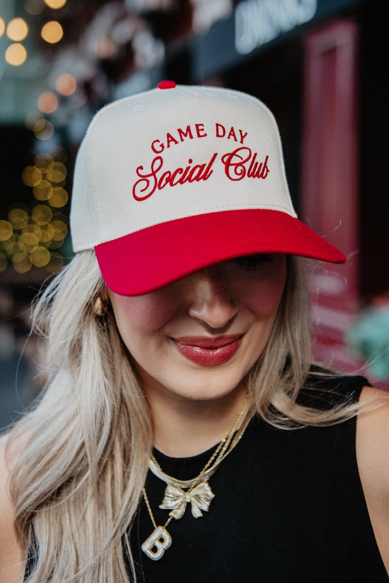 Game Day Social Club Two-Toned Vintage Hat: Red and Tan