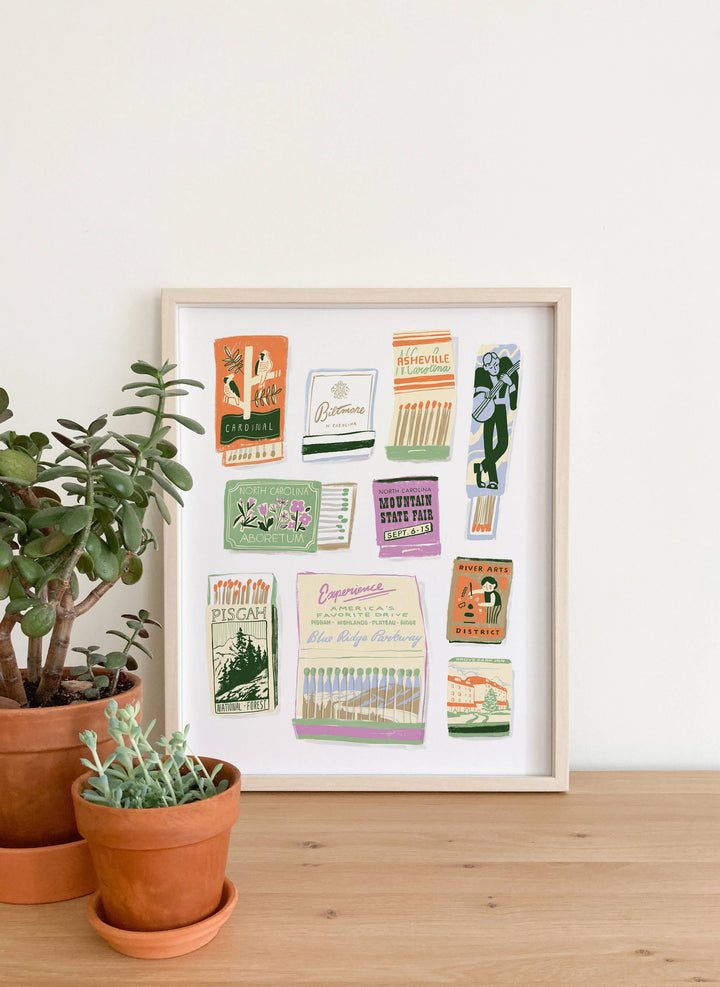 Asheville Matchbook Print - Timeless City Wall Art Print: 8x10