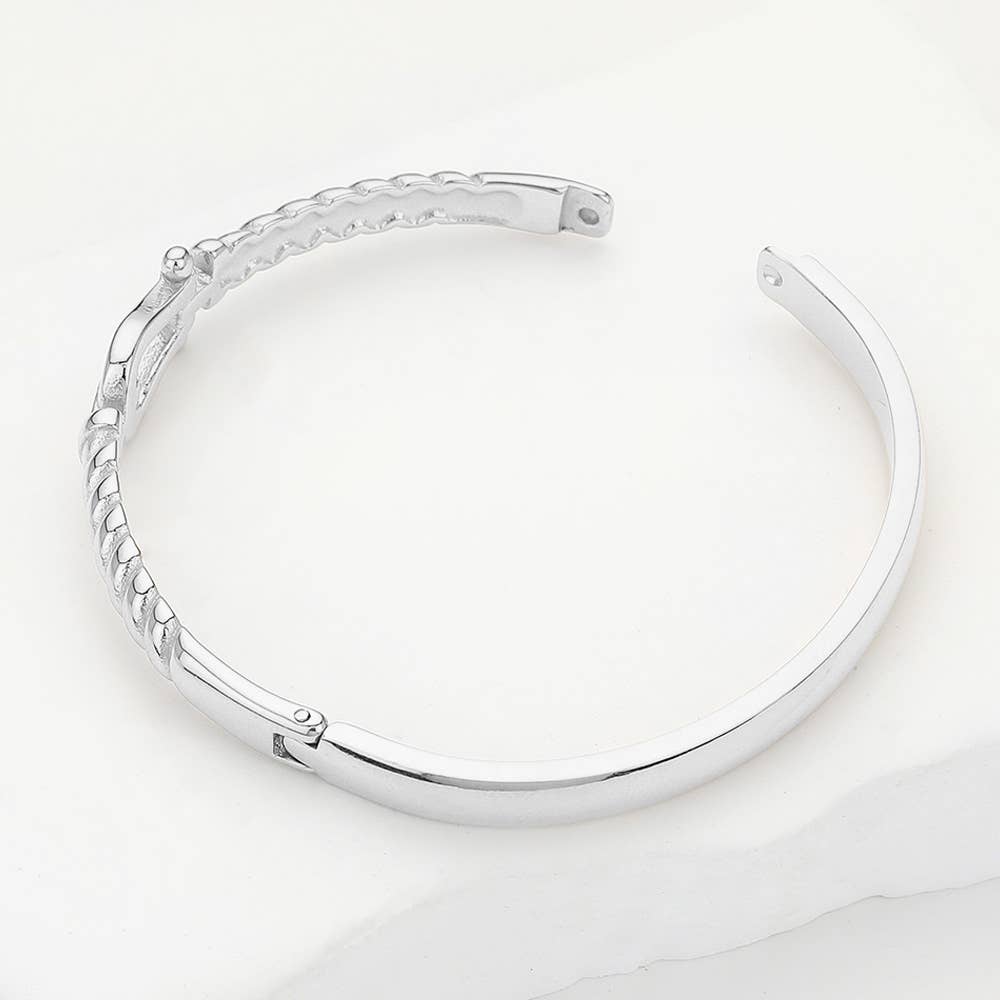 Shackle Hinged Bangle Bracelet: Gold