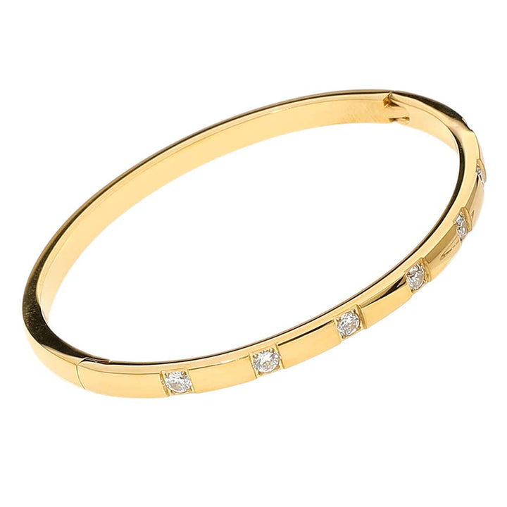 Stone Paved Hinged Bangle Bracelet: Gold