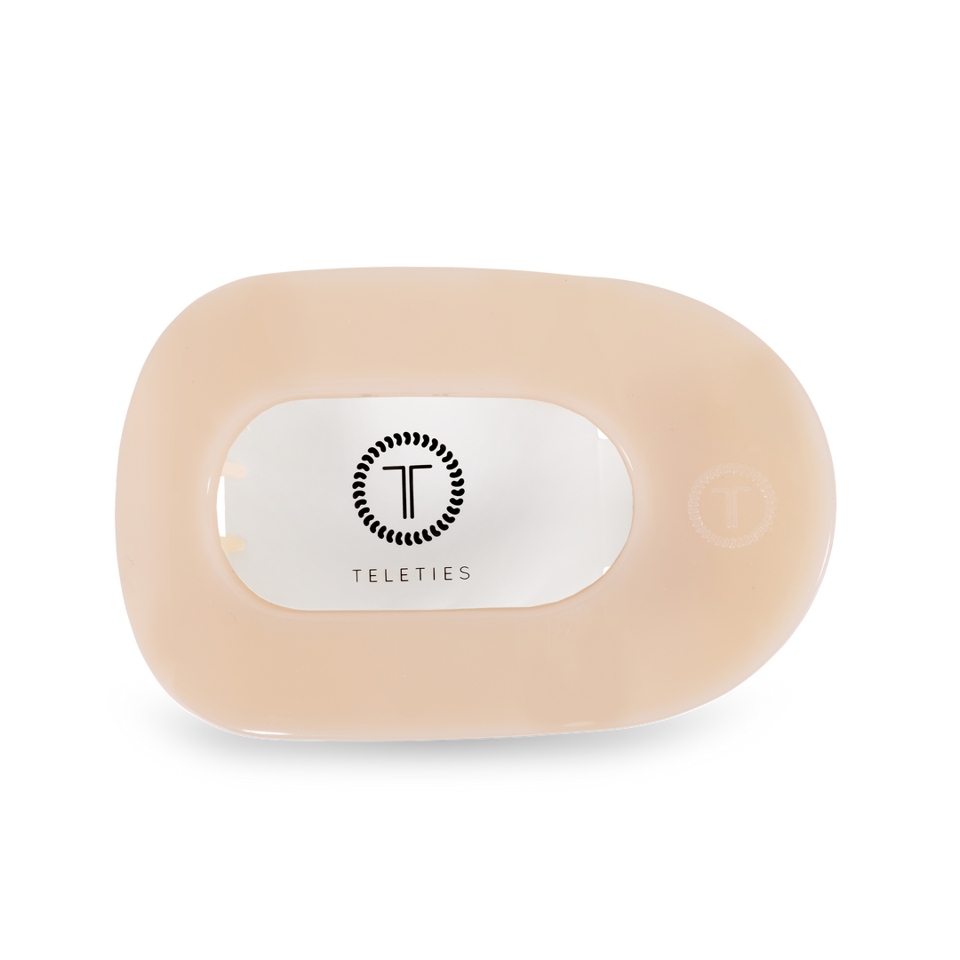 Large Round Flat Hair Clip-Almond Beige