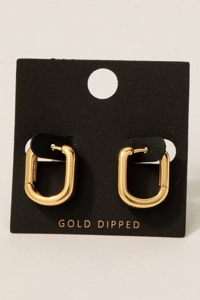 Gold Dipped Oval Hinge Hoop Earrings: GOLD