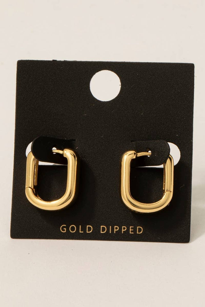 Gold Dipped Oval Hinge Hoop Earrings: GOLD
