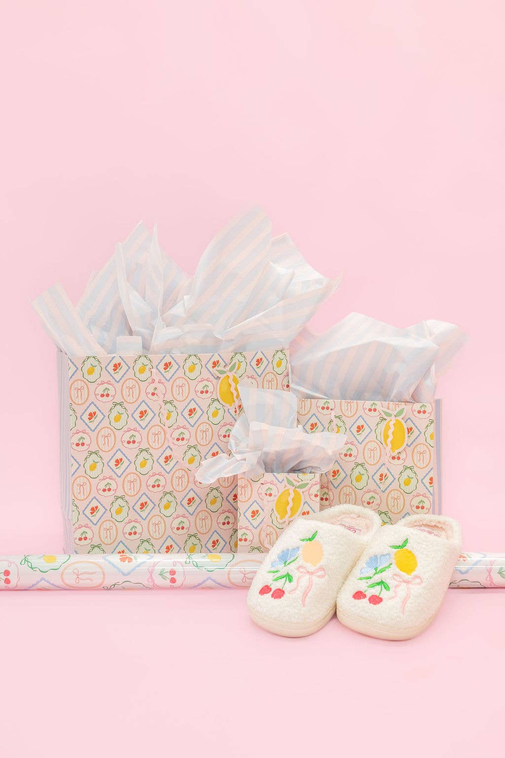 Fruit Cocktail + Stripe Gift Bag - Ric Rac Handle + Gift Tag: Small