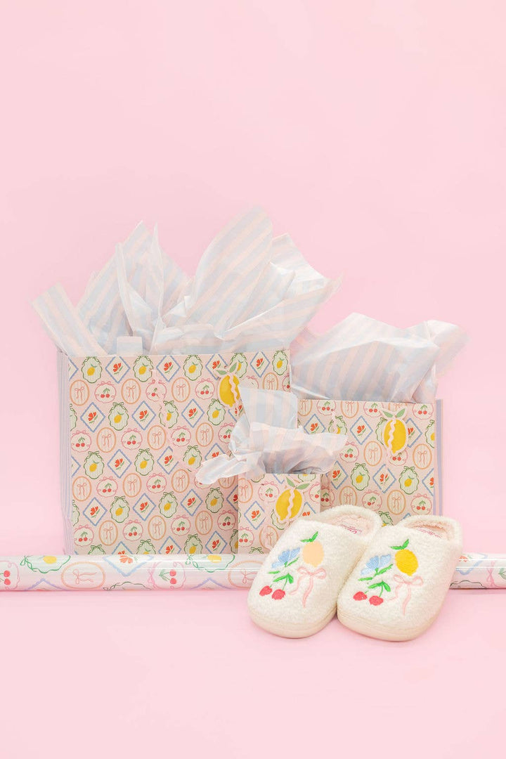 Fruit Cocktail + Stripe Gift Bag - Ric Rac Handle + Gift Tag: Large