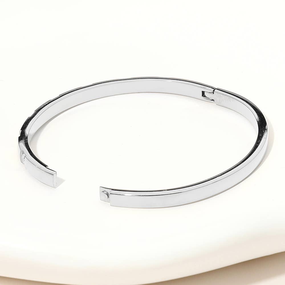 Stone Paved Hinged Bangle Bracelet: Gold