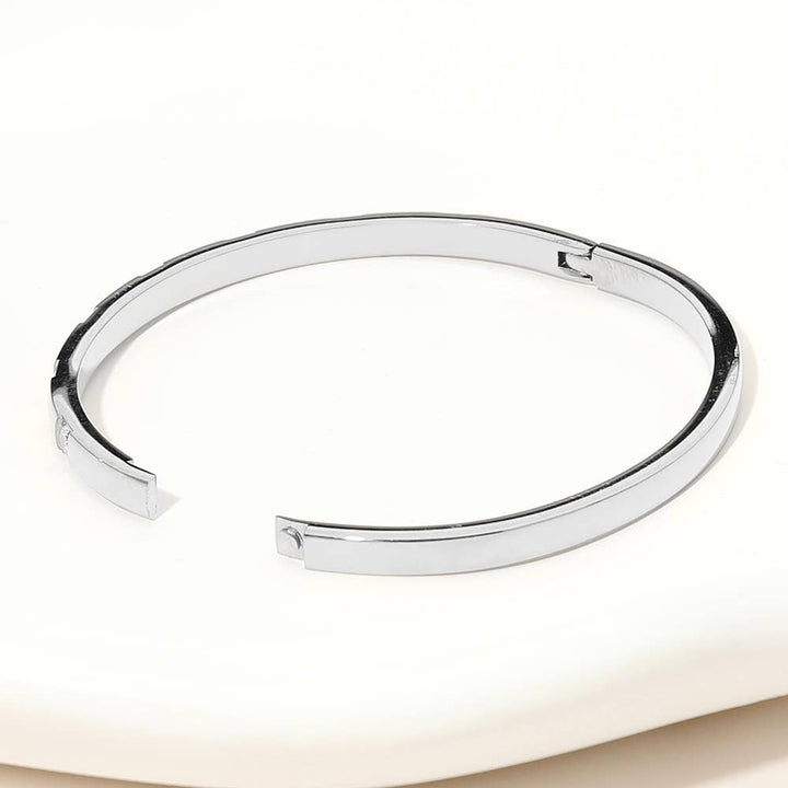 Stone Paved Hinged Bangle Bracelet: Gold