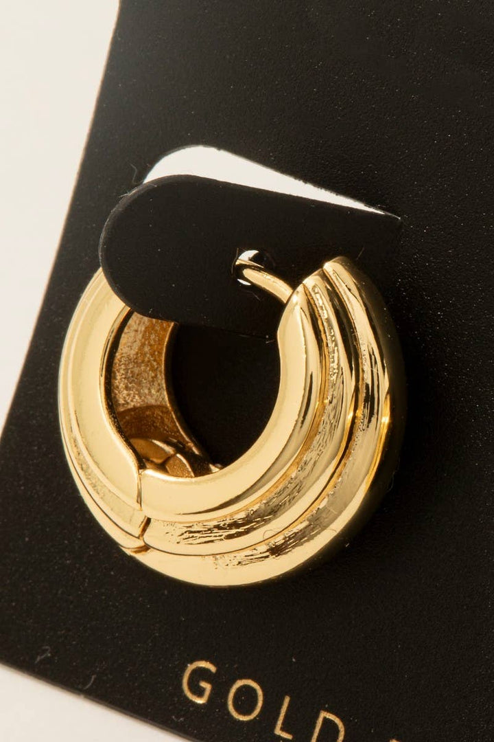 Gold Dipped Ridged Hinge Hoop Earrings: GOLD