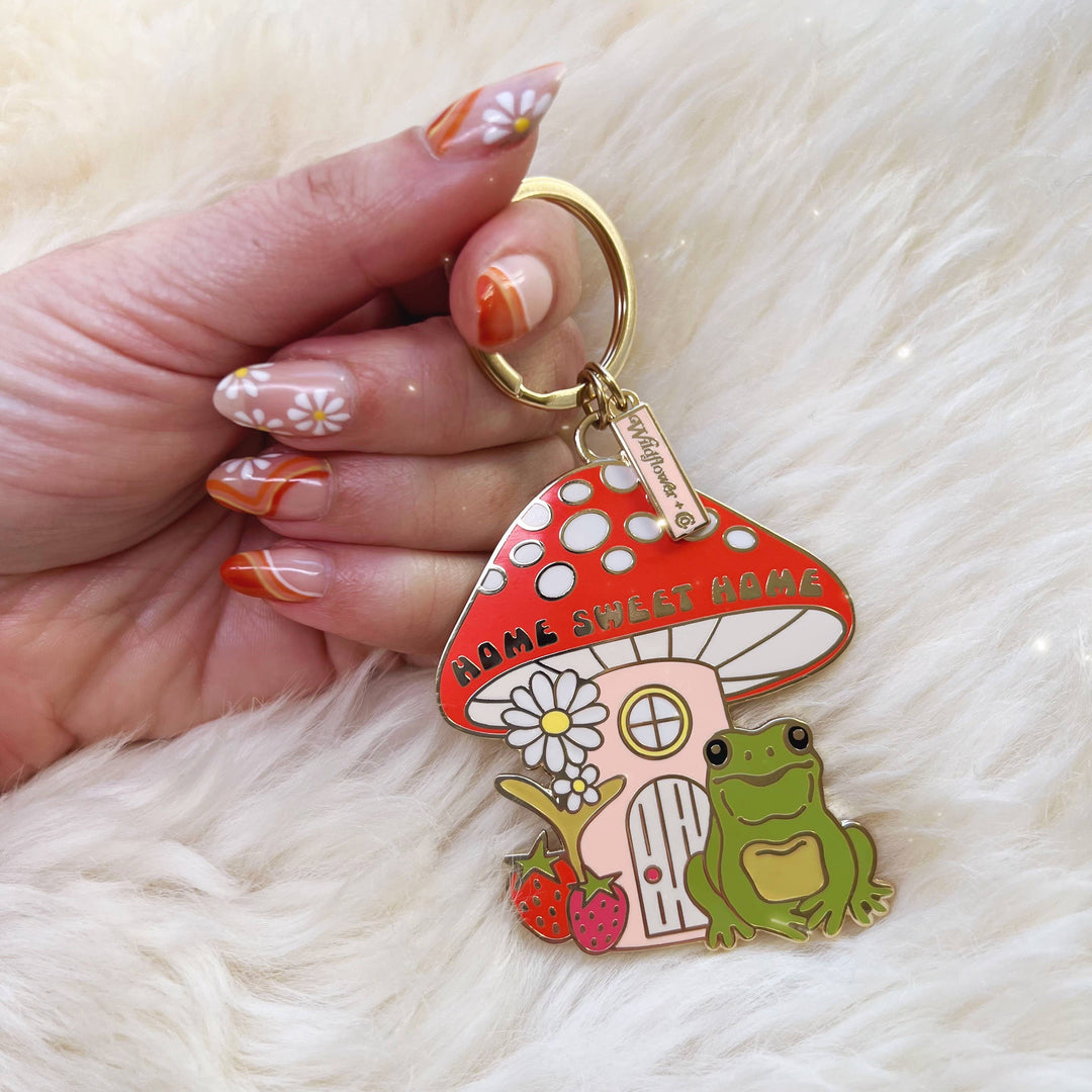 Home Sweet Home Frog & Mushroom Keychain