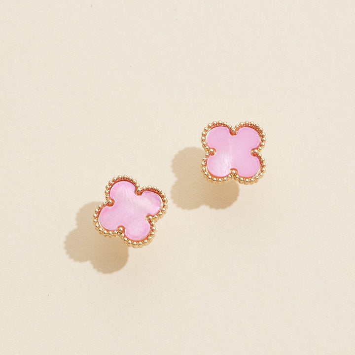 Enamel Quatrefoil Stud Earrings: GD / ONE