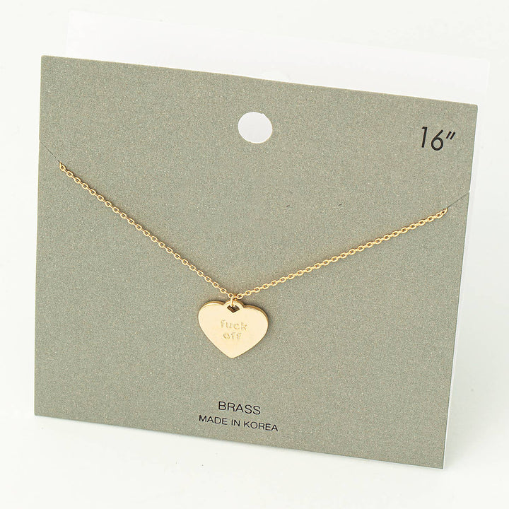 Fuck Off Heart Pendant Necklace: S