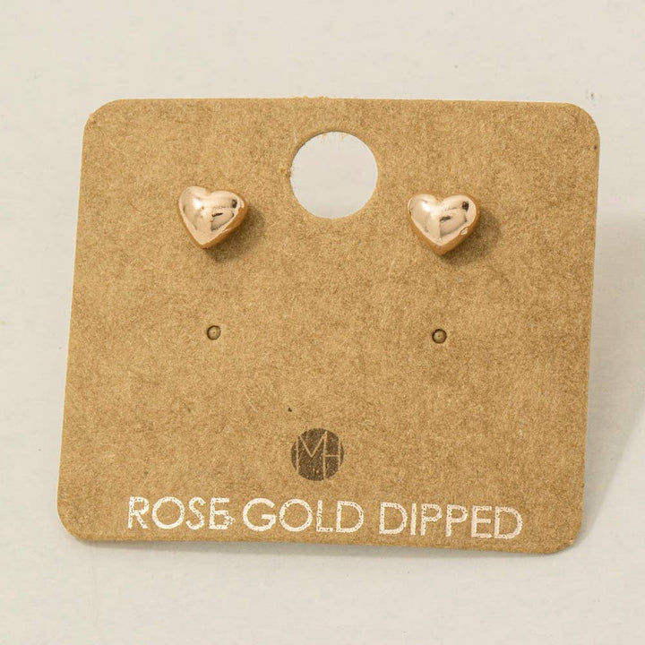 Gold Dipped Mini Heart Stud Earrings: S