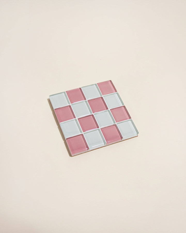 GLASS TILE COASTER - Pink Himalayan Milk Chocolate