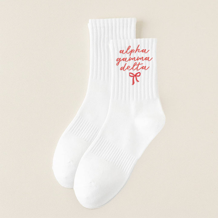 Sorority Embroidered Crew Socks: Alpha Delta Pi