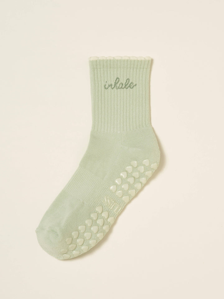 Inhale Exhale Grip Sock: Mint Green