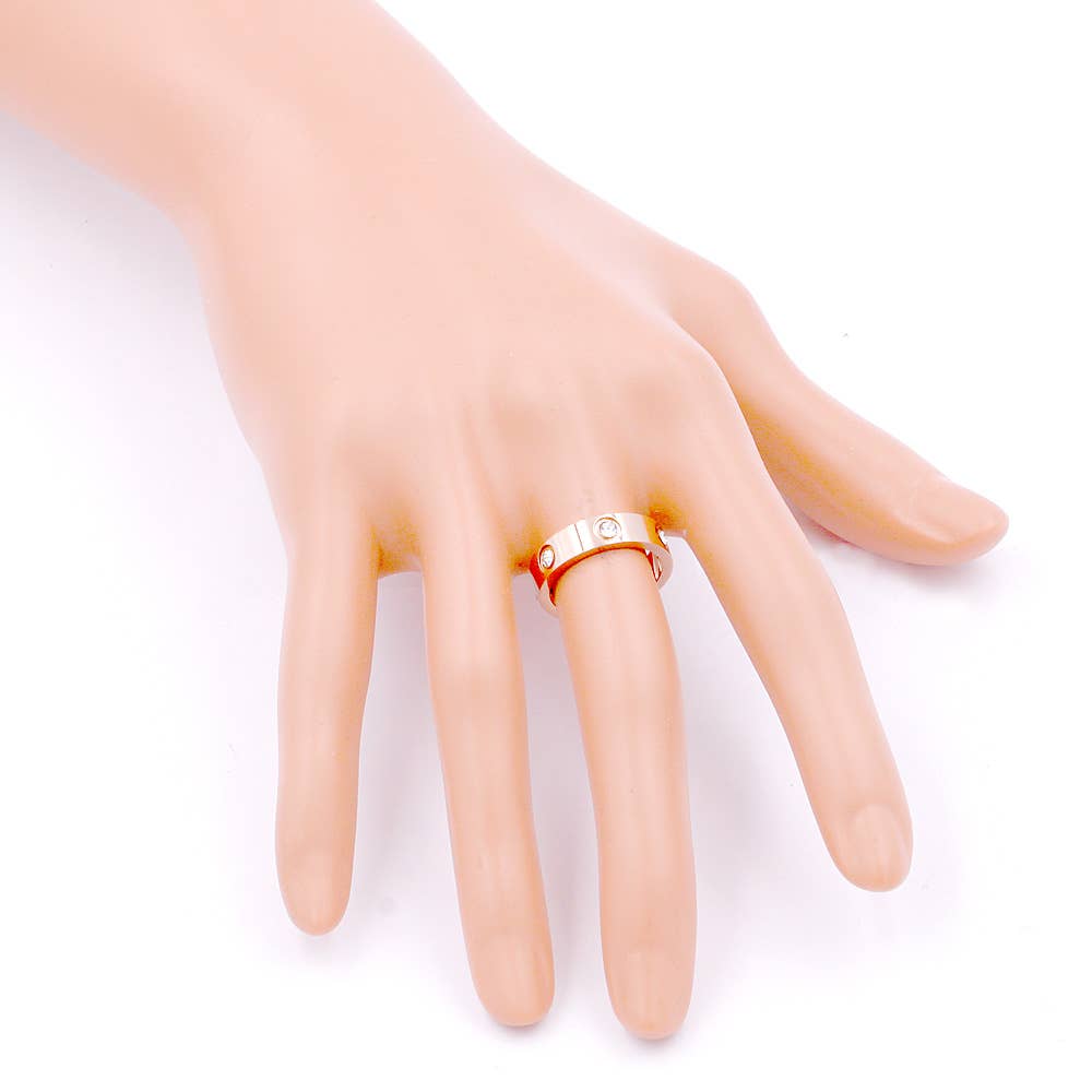 Stone Embellished Band Ring: Silver / 6